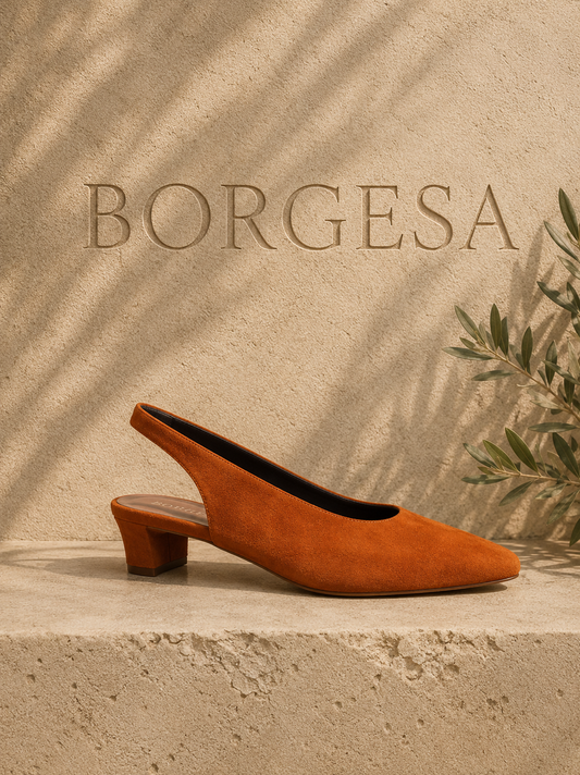 3866 - 7100 Suède Slingback pump castagna